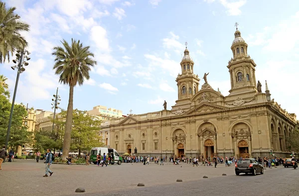 Metropolitan Cathedral Santiago Amazing Landmark Plaza Armas Square Santiago Capital — стокове фото