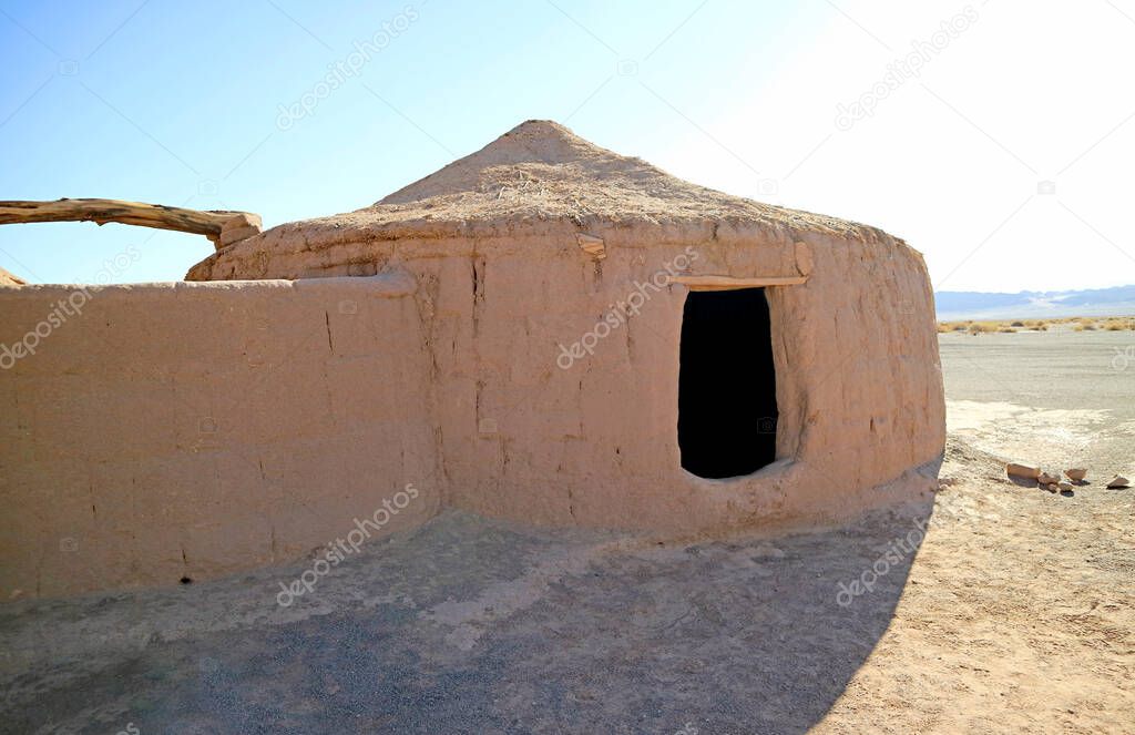Rebuilt Ancient Circular Mud Huts of Aldea de Tulor Village Complex, San Pedro de Atacama, Antofagasta region of Northern Chile, South America