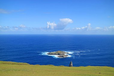 Motu Nui Island, with the Smaller Motu Iti Island and the Motu Kao Kao Sea Stack View from Orongo Village on Easter Island, Chile clipart