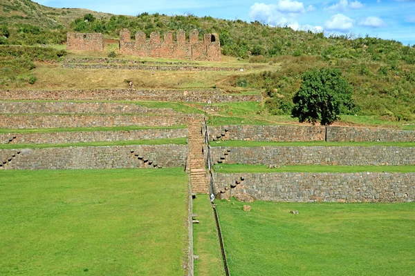 Incrível Complexo Arqueológico Tipon Terraços Agrícolas Incas Irrigados Por Nascente — Fotografia de Stock