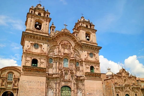 Ornate Facade Church Society Jesus Iglesia Compania Jesus Plaza Armas — Foto de Stock