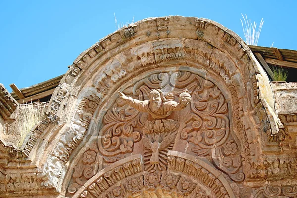 Erstaunliche Details Des Reliefs Der Fassade Der Kathedrale Von Puno — Stockfoto