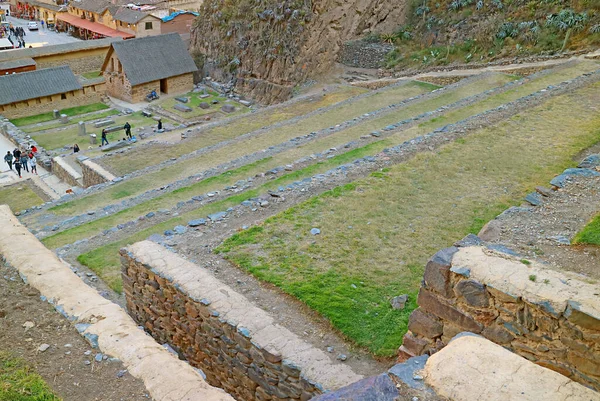 Terraços Pumatallis Dentro Cidadela Ollantaytambo Incas Província Urubamba Vale Sagrado — Fotografia de Stock