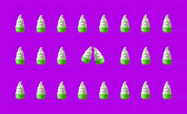 Стиль Поп Арта Лайм Зеленые Ряды Мягкого Мороженого Конусы Модель — стоковое фото