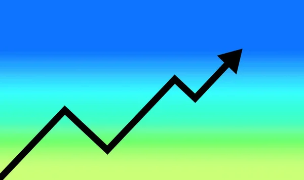 Illustration Graph Black Arrow Gradient Blue Green Background — Foto de Stock