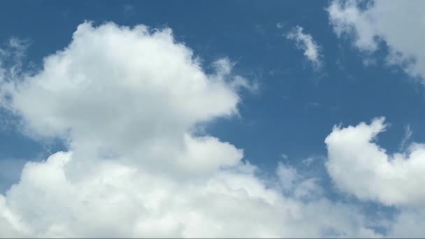 Часові Уривки Чистих Білих Хмар Плавають Блакитному Небі — стокове відео