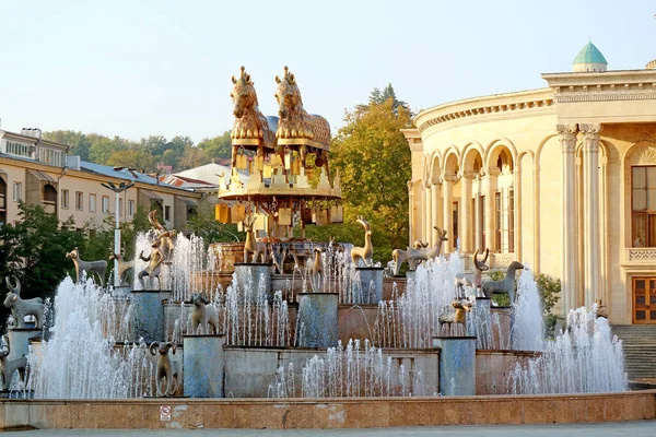 Iconic Colchis Fountain Kutaisi Downtown Enlarged Copies Ancient Small Statues — ストック写真