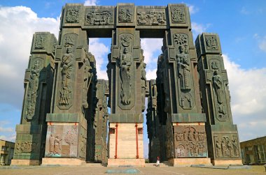 Chronicle of Georgia, a Breathtaking Massive 16 Pillars Approx. 30 Meter Tall Monument Near Tbilisi, Capital City of Georgia