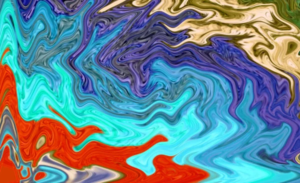 Amazing Blue Red Flowing Oil Paints Texture Abstract Backdrop — ストック写真
