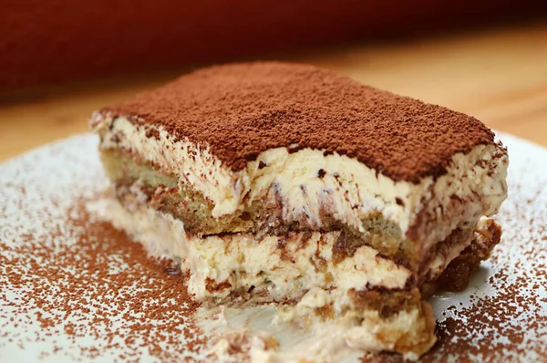 Closeup Slice Tiramisu Scooped Spoon — Stock Photo, Image