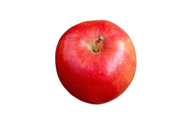 Nahaufnahme Eines Frischen Reifen Roten Apfels Isoliert Auf Weißem Hintergrund — Stockfoto