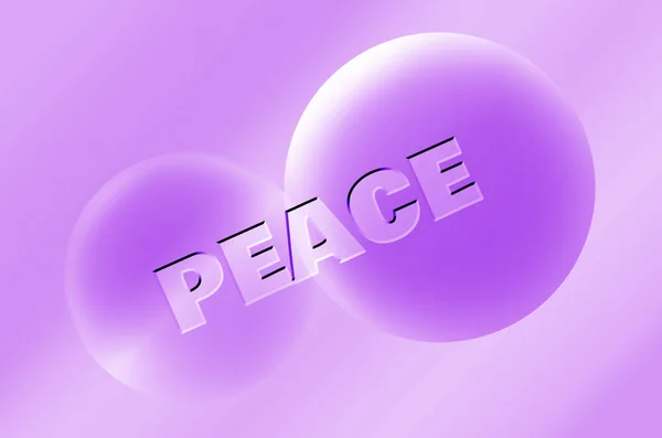 Illustration Gradient Pastel Purple Various Size Spheres Word Peace — Stock Photo, Image