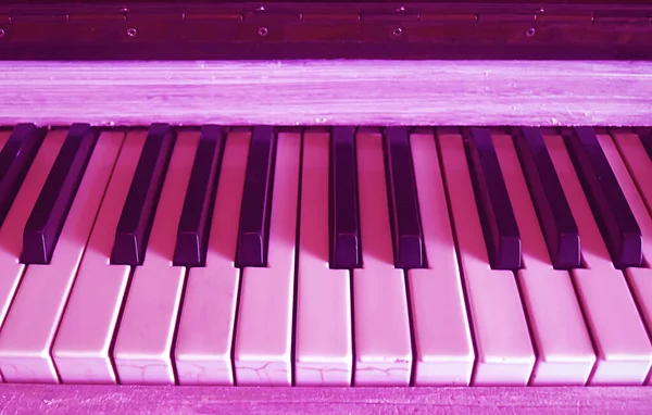 Pop Art Style Gradient Purple Colored Keyboard of the Upright Piano