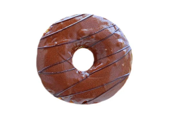Schokolade Gefrostet Donut Isoliert Auf Weißem Hintergrund — Stockfoto