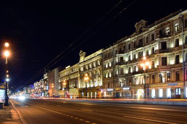 Nevsky prospect, gece, st. petersburg, Rusya Federasyonu