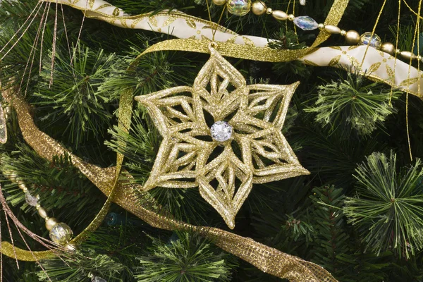 クリスマスの星と小さな松 — ストック写真