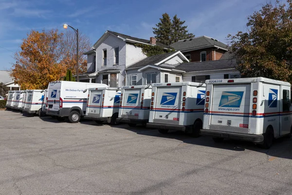 Peru Circa Novembro 2021 Usps Post Office Mail Trucks Correios — Fotografia de Stock