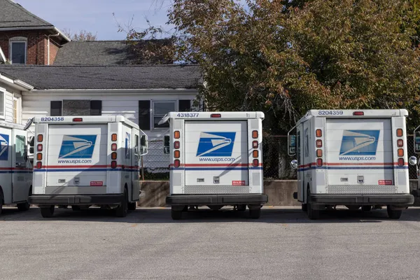 Peru Circa Novembre 2021 Usps Post Office Mail Trucks Spetta — Foto Stock