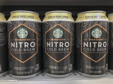Indianapolis - Circa January 2022: Starbucks Nitro Cold Brew coffee drink. Starbucks is branching out from its typical Spiced Latte drinks.