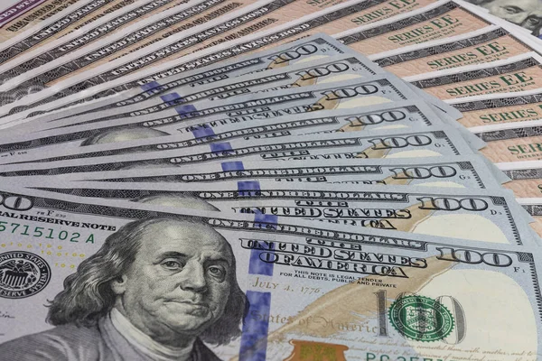 Bonos Ahorro Billetes 100 Dólares Que Representan Opciones Inversión Los — Foto de Stock
