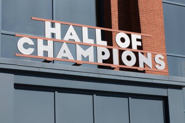 Indianapolis - Şubat 2022: NCAA Şampiyonlar Salonu. NCAA Şampiyonlar Salonu, NCAA 'yı temsil eden kolej sporcularını onurlandıran bir müzedir..
