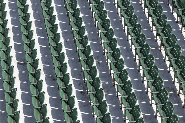 Rows Empty Green Seats Outdoor Sporting Event Sunny Day — Stock Fotó