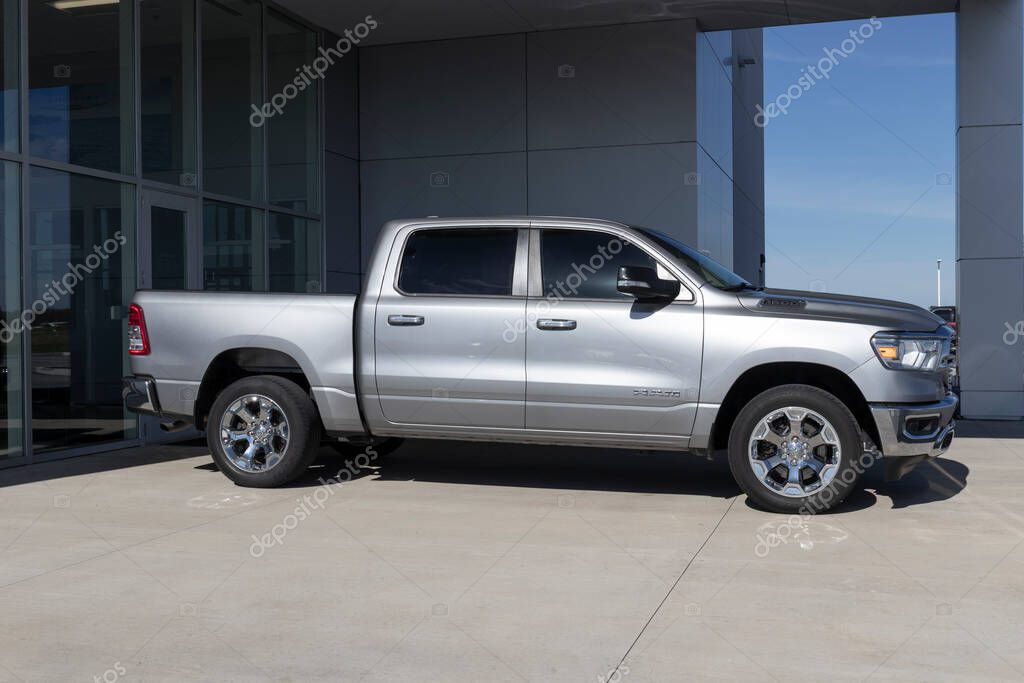 Tipton Circa May 2022 Used Ram 1500 display at a dealership. With