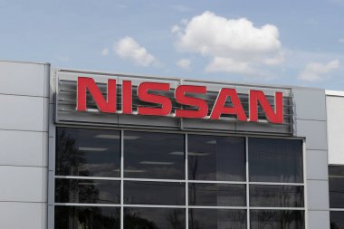 Elkhart - Circa May 2022: Nissan Car, SUV and Pickup Truck dealership. Nissan manufactures the Sentra, Altima and Versa.