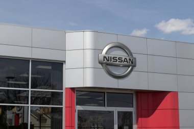 Elkhart - Circa May 2022: Nissan Car, SUV and Pickup Truck dealership. Nissan manufactures the Sentra, Altima and Versa.