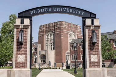 Batı Lafayette - Mayıs 2022: Purdue Üniversitesi Anma ve Hoşgeldin Merkezi. Purdue, atletizm takımları Boilermakers olan bir devlet araştırma üniversitesi..