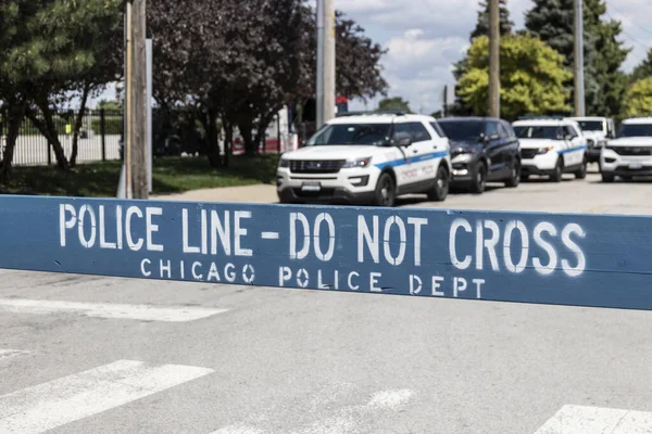 Chicago Circa July 2022 Police Line Cross Sign Courtesy Chicago — стокове фото