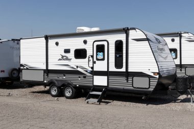Cincinnati - Circa July 2022: Jay Flight travel trailer RV by Jayco. Jayco is part of Thor Industries and builds recreational vehicles, motorhomes and fifth wheels.