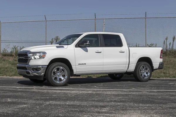 Bunker Hill - Circa August 2022: Ram 1500 display at a Stellantis dealership. Ram offers the 1500 in Rebel, Laramie, Big Horn, and Tradesman models.
