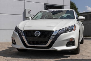 Indianapolis - Circa August 2022: Nissan Altima display at a dealership. Nissan offers the Altima in S, SV, SR, SL and Platinum models.
