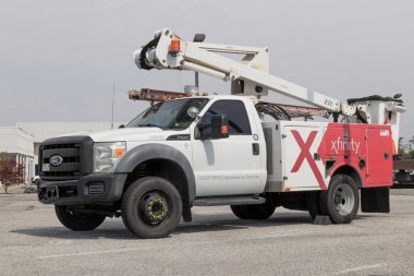 Balıkçılar - Eylül 2022: Xfinity markalı Comcast kova kamyonu. Comcast NBCUniversal, Xfinity Internet ve DreamWorks Animasyonuna sahip.