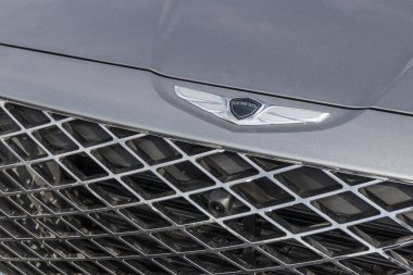 NoBlesville - Eylül 2022: Genesis Hyundai GV80 Lüks SUV sergisi. Genesis GV80 'e turbo 2.5 litre, 3,5 litre veya 3,0 litre dizel motor sunar..