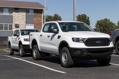 Kokomo - Ekim 2022: Ford Ranger kamyonet sergisi. Ford Ranger 'a XL, XLT ve Lariat modelleri sunar.
