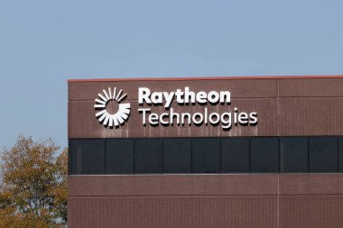 Indianapolis - Circa October 2022: Raytheon Intelligence and Space division. Raytheon Technologies is a developer of advanced sensors, training, and cyber and software solutions. clipart