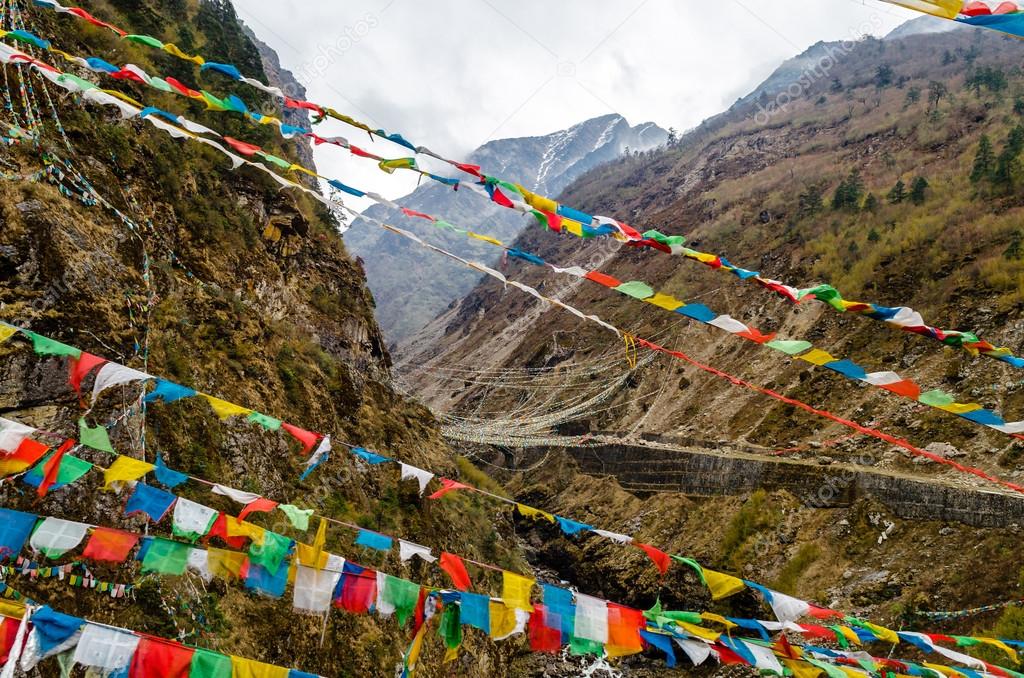 Road between the mountains in Tibet