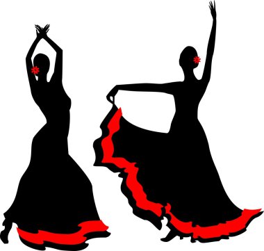 Flamenko dansçısı iki silhouettes