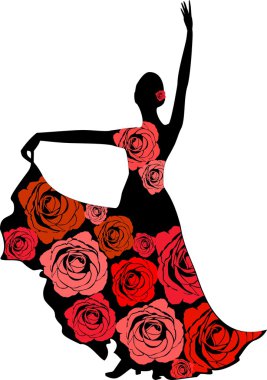 Gül ile elbise dansçı silüeti