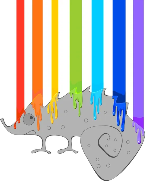 Camaleão e arco-íris — Vetor de Stock