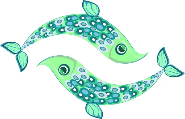 Dos peces pequeños de color turquesa — Archivo Imágenes Vectoriales