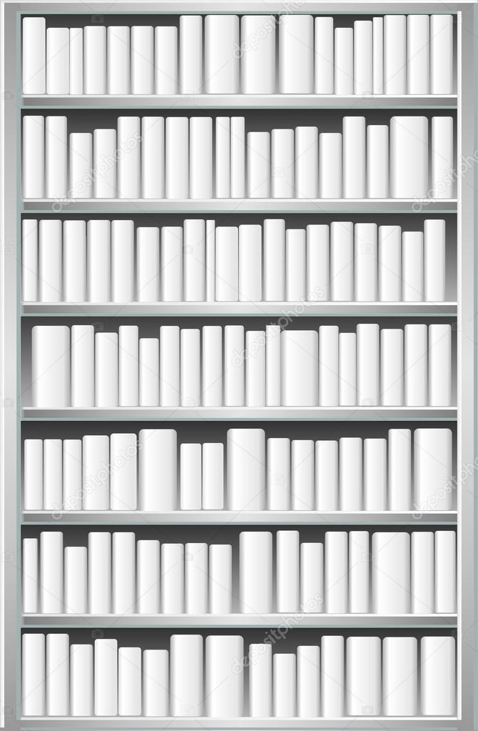 Bookcase with white books