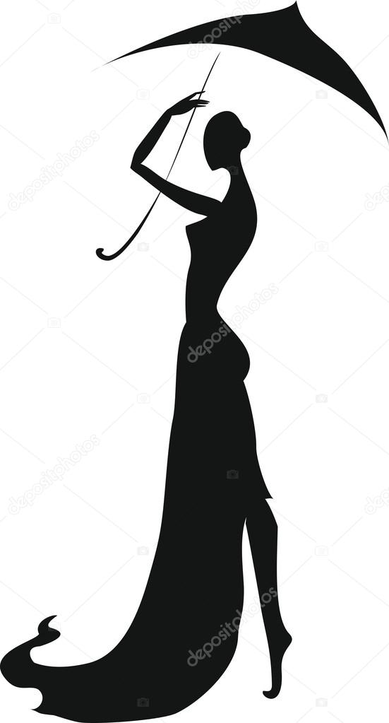 Silhouette of a girl with an umbrella