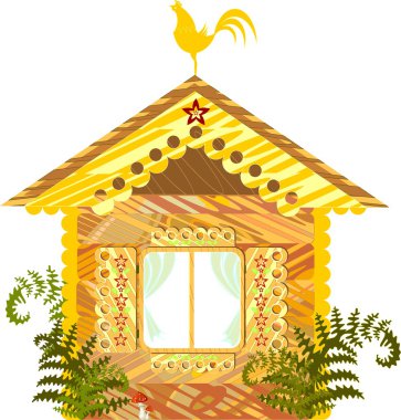 Peasant's house with window shutters open clipart