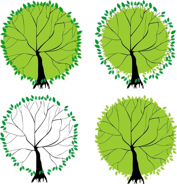 Set van groene bomen — Stockvector