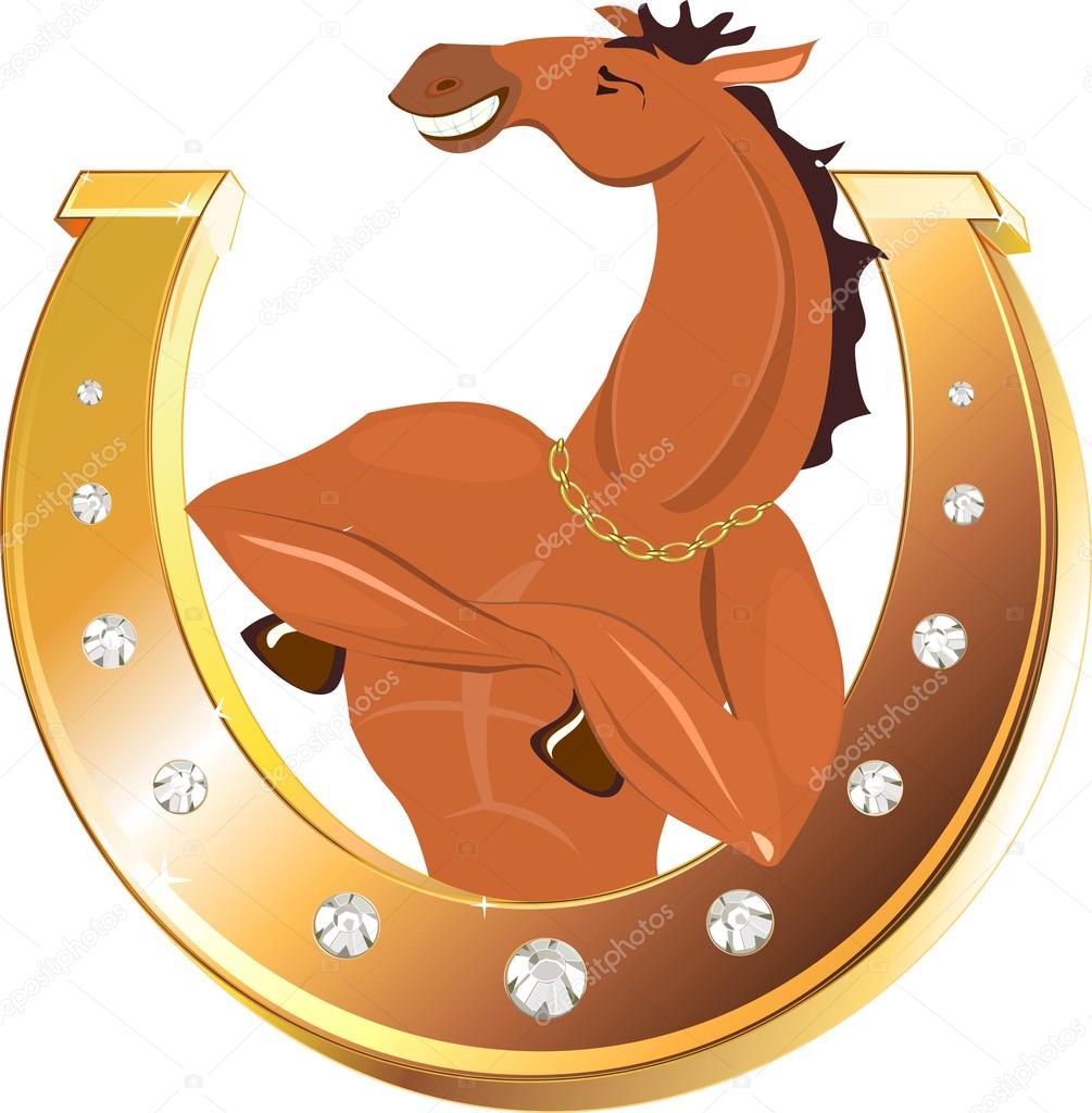 Golden horseshoe and athletic horse