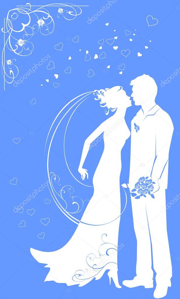 Silhouette of bride and groom