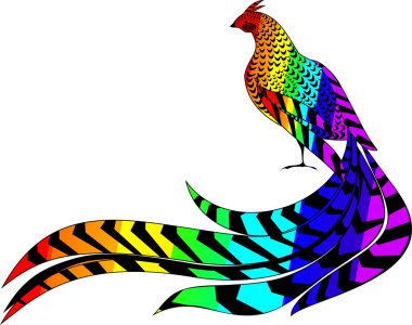 Pheasant painted in the colors of the rainbow clipart